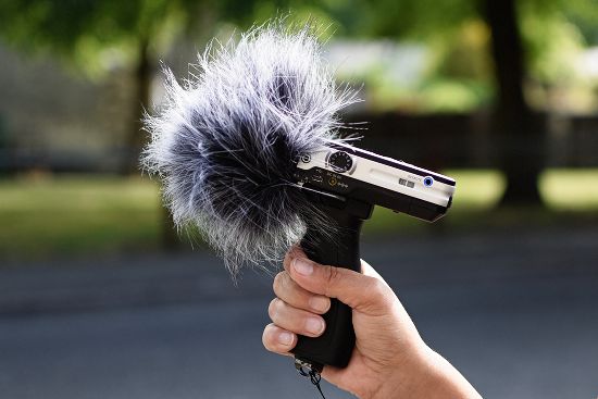 Sony PCM D100 recorder pictured with a windshield and handle