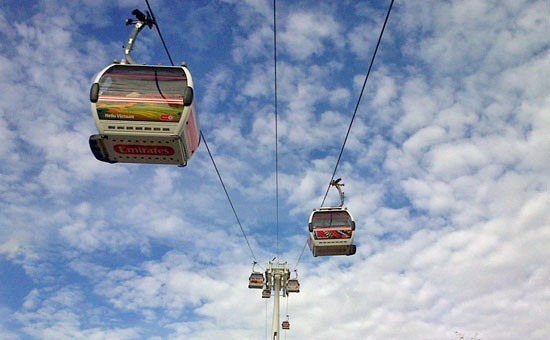 Picture of cable cars at North Greenwich
