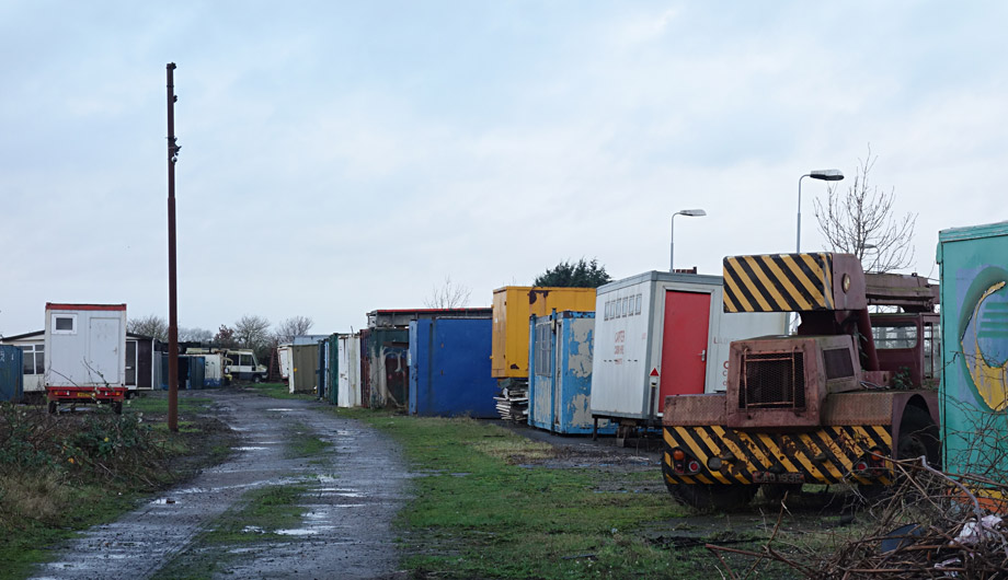 Photo showing scrapyard next to Shippea Hill station.