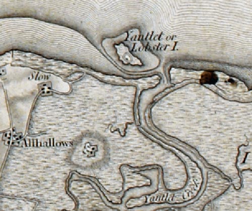 Yantlet or Lobster Island on the Ordnance Survey First Series
