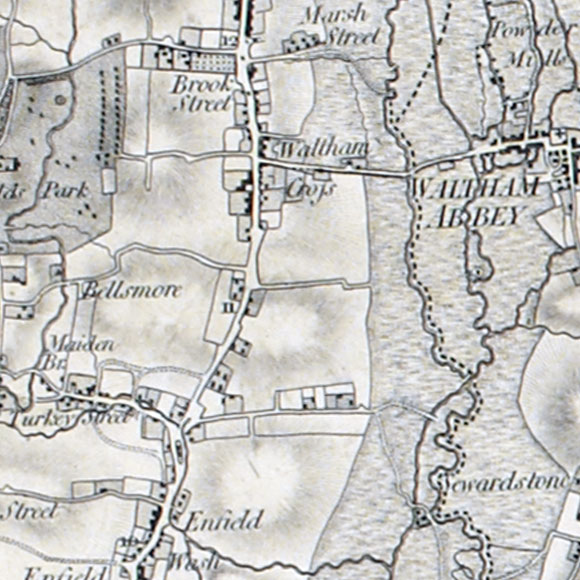 Ordnance Survey First Series map for Turkey Street, Enfield Lock