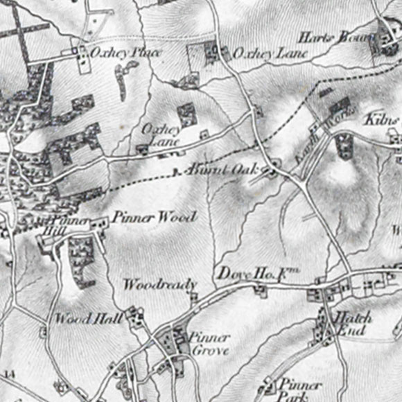 Ordnance Survey First Series map for Pinnerwood Park, Hatch End