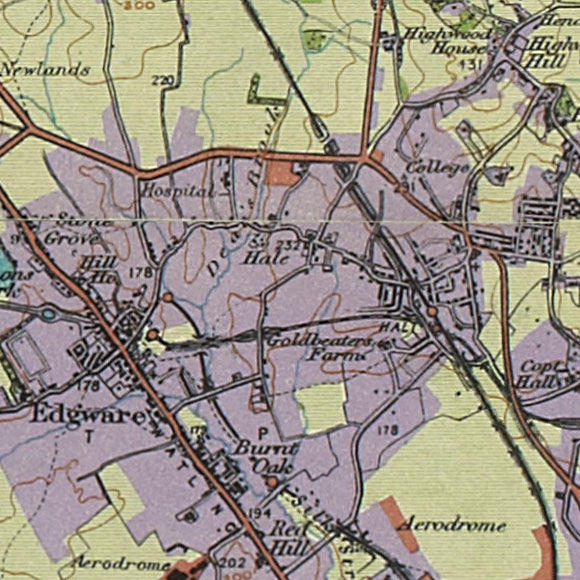 London map 1930s Land Utilisation Survey for Edgware, Mill Hill