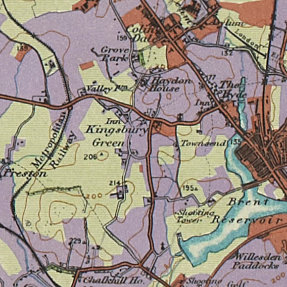 London map 1930s Land Utilisation Survey for Kingsbury, Hendon