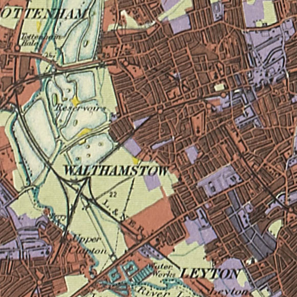 London map 1930s Land Utilisation Survey for Walthamstow, Leyton, Lea Bridge