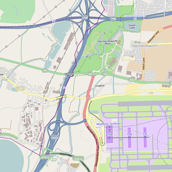 London map OpenStreetMap for Longford, Heathrow