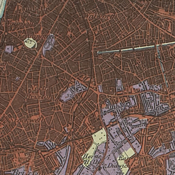 London map 1930s Land Utilisation Survey for Walworth, Brixton, Peckham