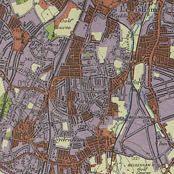 London map 1930s Land Utilisation Survey for Forest Hill, Catford, Ladywell