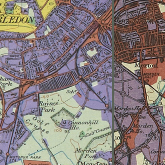 London map 1930s Land Utilisation Survey for Wimbledon, Morden, Merton