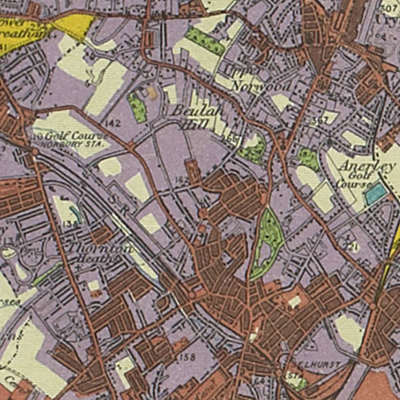 London map 1930s Land Utilisation Survey for Thornton Heath, Crystal Palace, Selhurst