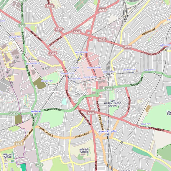 London map OpenStreetMap for Waddon, Croydon