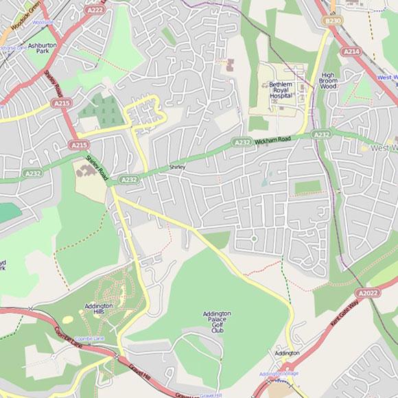 London map OpenStreetMap for Shirley Oaks, West Wickham