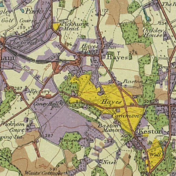 London map 1930s Land Utilisation Survey for Hayes, Keston
