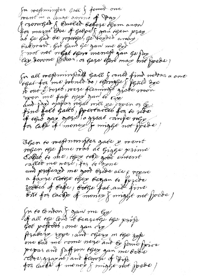 London Lickpenny manuscript page 3