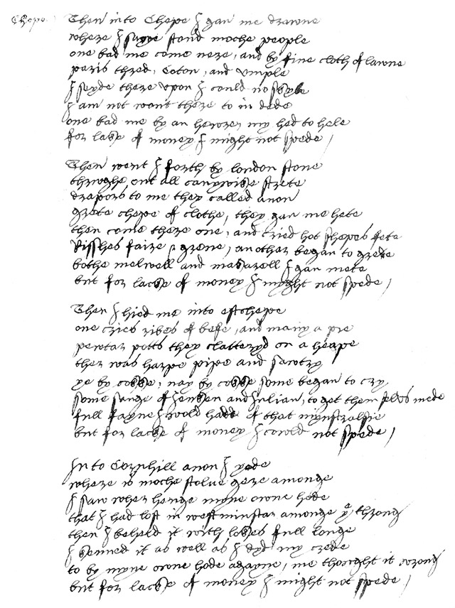 London Lickpenny manuscript page 4