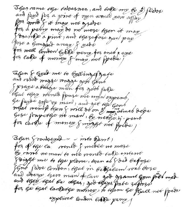 London Lickpenny manuscript page 5